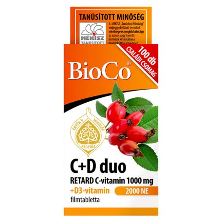 BioCo C+D duo Retard C-vitamin 1000 mg + D3-vitamin 2000 NE filmtabletta 100db