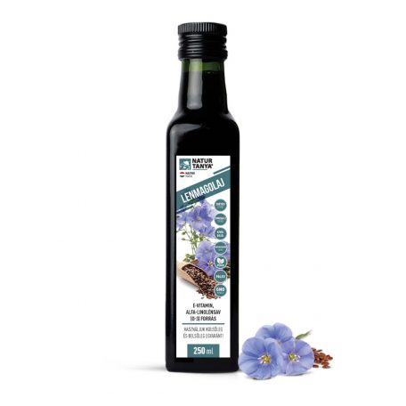 Natur Tanya® Hidegen sajtolt lenmagolaj - Sárga, karakteres ízű, prémium minőség, kívül-belül. 250ml