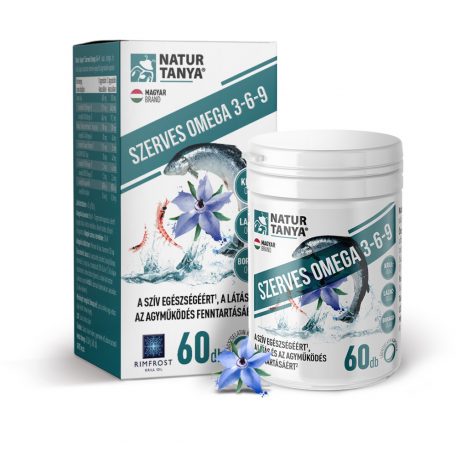 Natur Tanya® Szerves Omega 3-6-9 zsírsavak 3 féle természetes olajforrásból, standardizált lazac-, borágó- és krill olaj