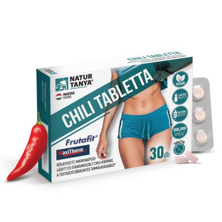 Natur Tanya® Chili tabletta. Bélmikrobiom támogató testsúlycsökkentő, fogyókúrázóknak.   