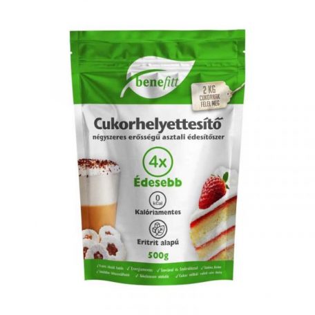 BENEFITT Cukorhelyettesítő (Eritrit, Stevia, Szukralóz) 4x erősségű 500g