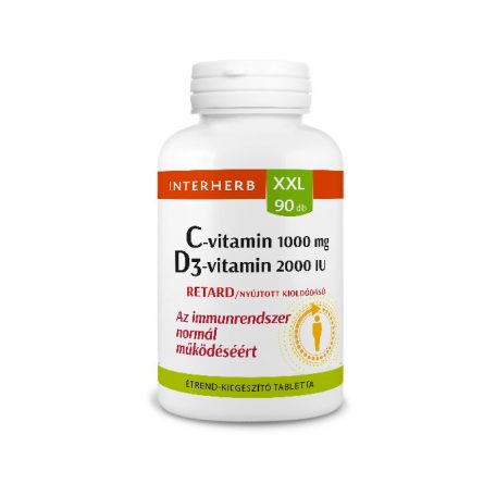 Interherb XXL 90 db C-vitamin1000mg+D3-vitamin 2000IU RETARD tabletta