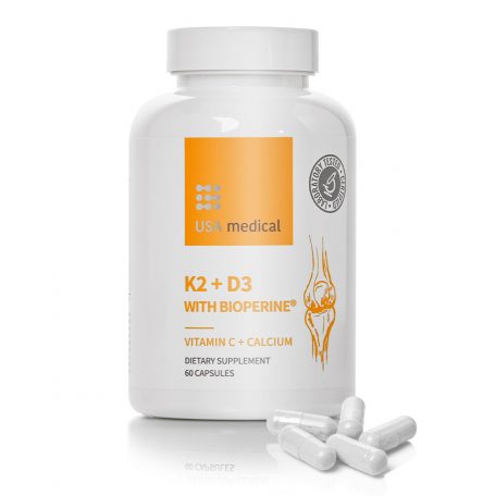 USA medical K2+D3 kapszula C-vitaminnal és Bioperine® feketebors kivonattal – 60 db